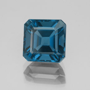 3.18캐럿 천연 런던 블루 토파즈, 에메랄드 컷, 8.2×8.2 mm, VS