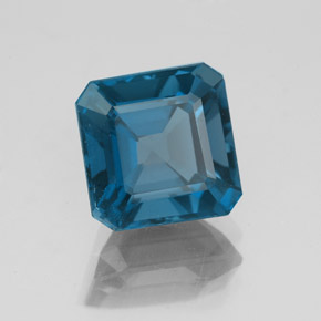 3.18캐럿 천연 런던 블루 토파즈, 에메랄드 컷, 8.2×8.2 mm, VS
