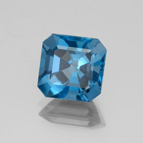 2.85캐럿 천연 런던 블루 토파즈, 에메랄드 컷, 8.1×8 mm, VS-SI