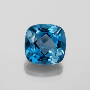 3.68캐럿 천연 런던 블루 토파즈, 쿠션 컷, 9.1×9.1 mm, VVS