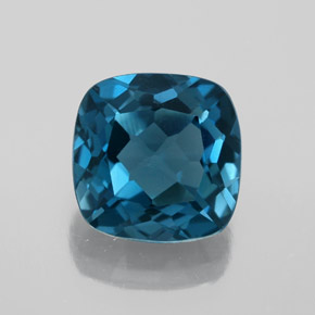 3.66캐럿 천연 런던 블루 토파즈, 쿠션 컷, 9.1×9.1 mm, VVS
