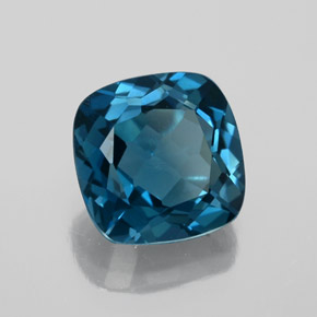 3.66캐럿 천연 런던 블루 토파즈, 쿠션 컷, 9.1×9.1 mm, VVS
