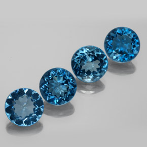 캐럿 천연 런던 블루 토파즈 보석, 라운드 컷, 8.08 mm, VVS-VS
