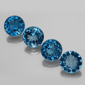 캐럿 천연 런던 블루 토파즈 보석, 라운드 컷, 8.08 mm, VVS-VS
