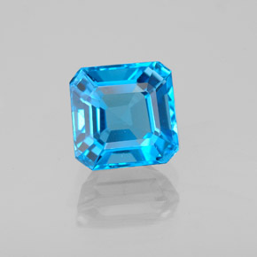 2.23캐럿 천연 스위스 블루 토파즈, 에메랄드 컷, 7×7 mm, VS