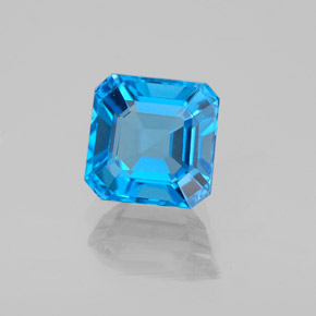 2.23캐럿 천연 스위스 블루 토파즈, 에메랄드 컷, 7×7 mm, VS