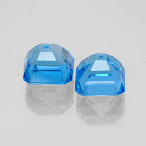 캐럿 천연 스위스 블루 토파즈 보석, 에메랄드 컷, 7×7 mm, VS