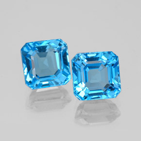 캐럿 천연 스위스 블루 토파즈 보석, 에메랄드 컷, 7.1×7 mm, VS