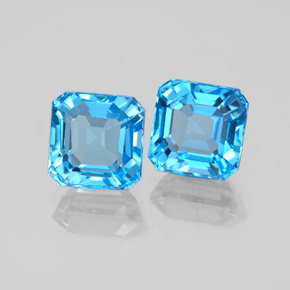 캐럿 천연 스위스 블루 토파즈 보석, 에메랄드 컷, 7.1×7 mm, VS