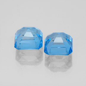 캐럿 천연 스위스 블루 토파즈 보석, 에메랄드 컷, 7.1×7 mm, VS