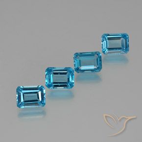 7.86캐럿 천연 스위스 블루 토파즈 보석, 에메랄드 컷, 8.1×6.1 mm, VS