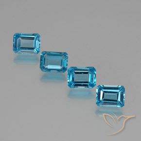 7.86캐럿 천연 스위스 블루 토파즈 보석, 에메랄드 컷, 8.1×6.1 mm, VS