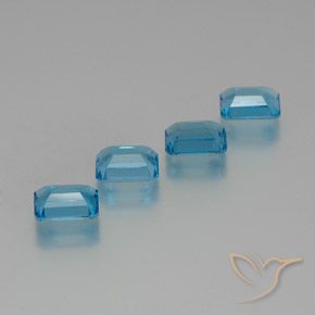 7.86캐럿 천연 스위스 블루 토파즈 보석, 에메랄드 컷, 8.1×6.1 mm, VS
