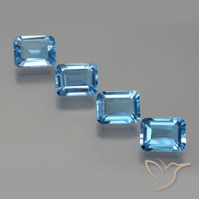 7.75ctw 자연스러운 스위스 블루 황옥, 에메랄드 컷, VVS-VS