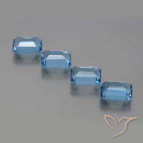 7.75캐럿 천연 스위스 블루 황옥 보석, 옥타곤 / 에메랄드 컷, VVS-VS