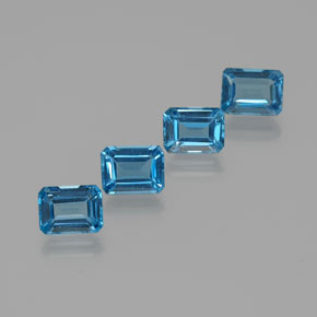 8.16캐럿 천연 런던 블루 토파즈 보석, 에메랄드 컷, 8.1×6.1 mm, VS