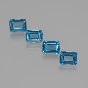 8.16캐럿 천연 런던 블루 토파즈 보석, 에메랄드 컷, 8.1×6.1 mm, VS