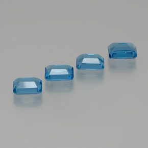 8.16캐럿 천연 런던 블루 토파즈 보석, 에메랄드 컷, 8.1×6.1 mm, VS