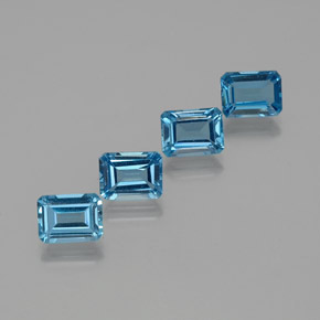 7.89캐럿 천연 런던 블루 토파즈 보석, 에메랄드 컷, 8.1×6 mm, VS