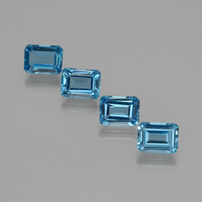 7.89캐럿 천연 런던 블루 토파즈 보석, 에메랄드 컷, 8.1×6 mm, VS