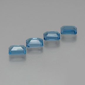 7.89캐럿 천연 런던 블루 토파즈 보석, 에메랄드 컷, 8.1×6 mm, VS