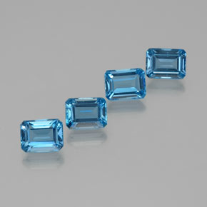 8.64캐럿 천연 스위스 블루 토파즈 보석, 에메랄드 컷, 8.1×6.1 mm, VS