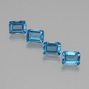 8.64캐럿 천연 스위스 블루 토파즈 보석, 에메랄드 컷, 8.1×6.1 mm, VS
