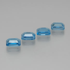 8.64캐럿 천연 스위스 블루 토파즈 보석, 에메랄드 컷, 8.1×6.1 mm, VS