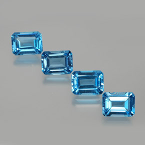 8.16캐럿 천연 스위스 블루 토파즈 보석, 에메랄드 컷, 8.1×6.1 mm, VS