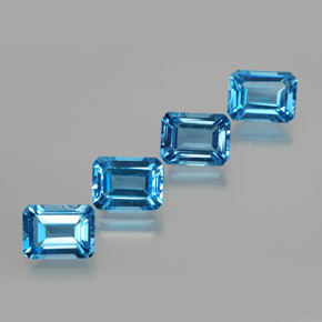 8.16캐럿 천연 스위스 블루 토파즈 보석, 에메랄드 컷, 8.1×6.1 mm, VS