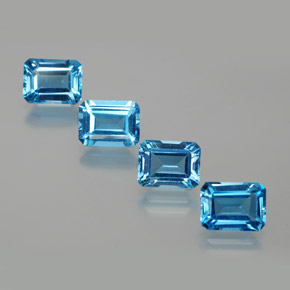 8.25캐럿 천연 스위스 블루 토파즈 보석, 에메랄드 컷, 7.9×6 mm, VS