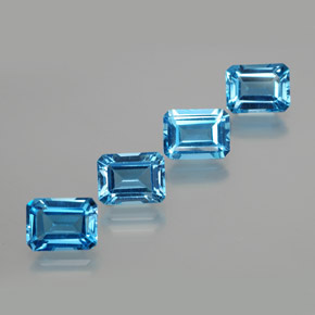 8.25캐럿 천연 스위스 블루 토파즈 보석, 에메랄드 컷, 7.9×6 mm, VS