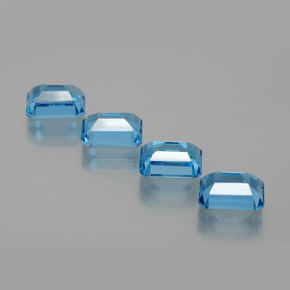 8.25캐럿 천연 스위스 블루 토파즈 보석, 에메랄드 컷, 7.9×6 mm, VS