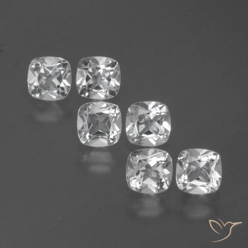 3.03캐럿 천연 클리어 화이트 토파즈 보석, 쿠션 컷, 4.6×4.6 mm, VVS-VS