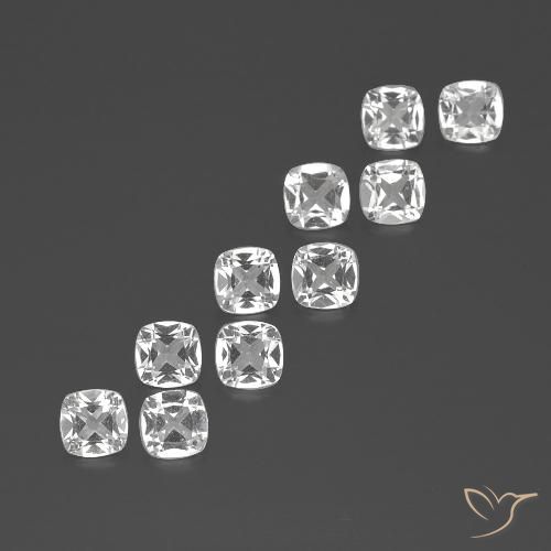 4.53캐럿 천연 클리어 화이트 토파즈 보석, 쿠션 컷, 4.6×4.6 mm, VVS-VS