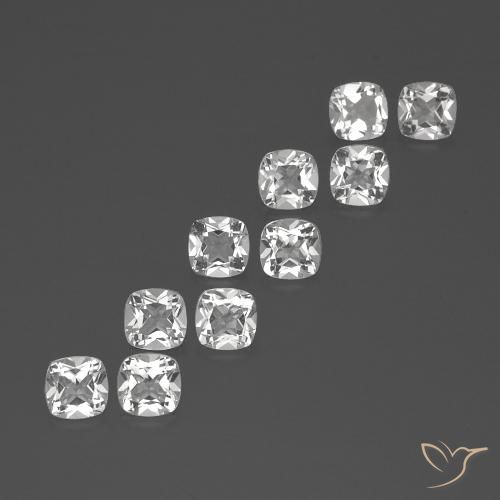 4.74캐럿 천연 화이트 토파즈 보석, 쿠션 컷, 4.6×4.6 mm, VVS-VS