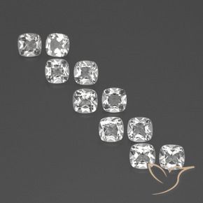 4.74캐럿 천연 화이트 토파즈 보석, 쿠션 컷, 4.6×4.6 mm, VVS-VS