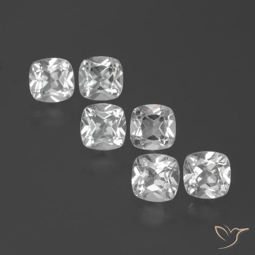 2.96캐럿 천연 화이트 토파즈 보석, 쿠션 컷, 4.6×4.6 mm, VVS-VS