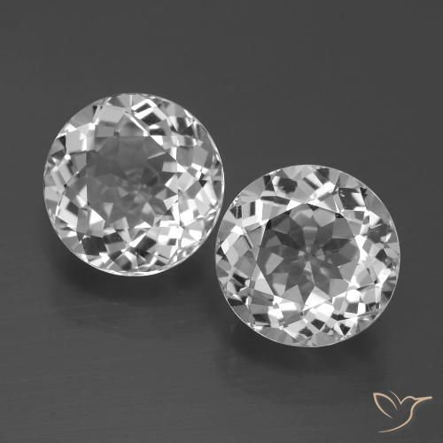 7.05캐럿 천연 클리어 화이트 토파즈 보석, 라운드 컷, 9.43 mm, VVS-VS
