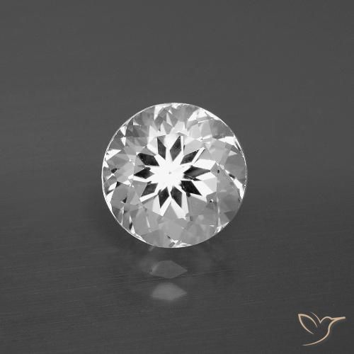 3.74캐럿 천연 화이트 토파즈, 라운드 컷, 9.08 mm, VVS-VS