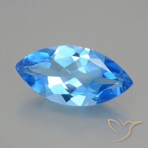4.30캐럿 천연 스위스 블루 토파즈, 마퀴즈, 15.8×7.9 mm, VVS-VS