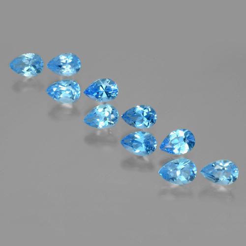5.30캐럿 천연 스위스 블루 토파즈 보석, 배 모양, 6×4.1 mm, VVS-VS