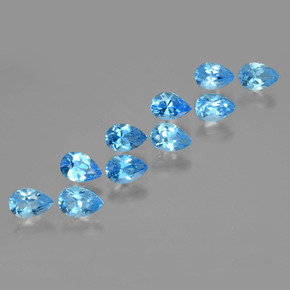 5.30캐럿 천연 스위스 블루 토파즈 보석, 배 모양, 6×4.1 mm, VVS-VS