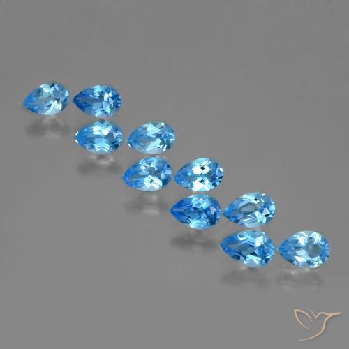 4.63캐럿 천연 스위스 블루 토파즈 보석, 배 모양, 6×4.1 mm, VVS-VS