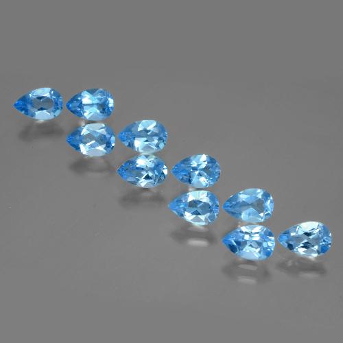 4.97캐럿 천연 스위스 블루 토파즈 보석, 배 모양, 6.1×4.1 mm, VVS-VS