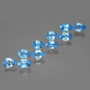 4.97캐럿 천연 스위스 블루 토파즈 보석, 배 모양, 6.1×4.1 mm, VVS-VS