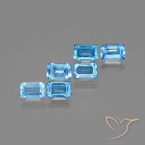 4.26캐럿 천연 스위스 블루 토파즈 보석, 에메랄드 컷, 6.1×4 mm, VS