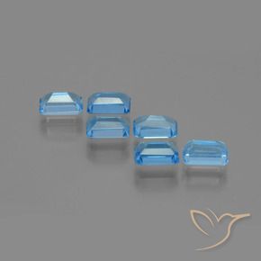 4.26캐럿 천연 스위스 블루 토파즈 보석, 에메랄드 컷, 6.1×4 mm, VS
