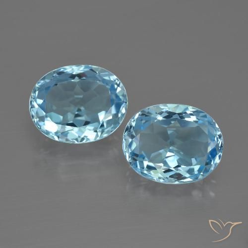 6.98ctw 자연스러운 하늘색 황옥, 타원형, VVS