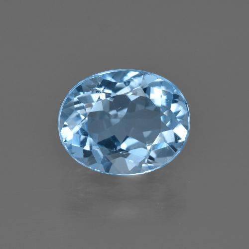 3.32캐럿 천연 스위스 블루 토파즈, 타원형 컷, 10.1×8.2 mm, VVS-VS